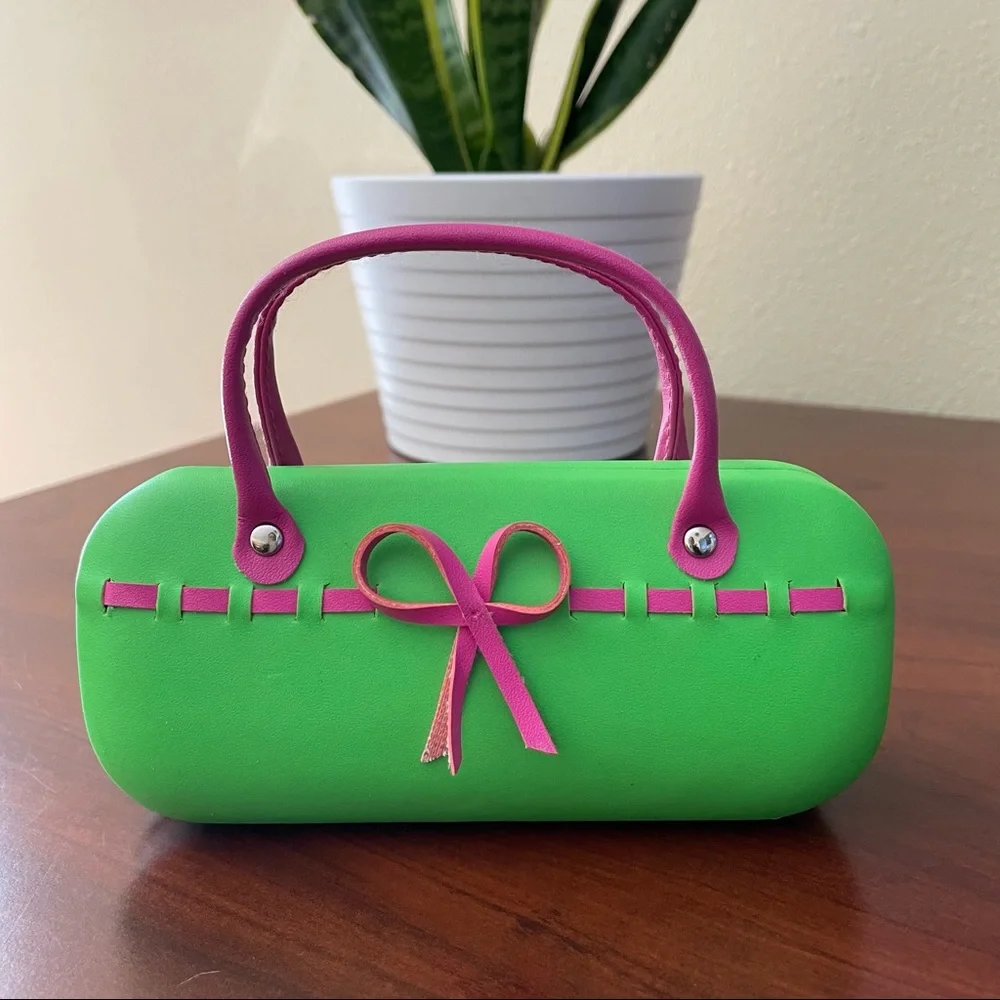 Eyeglass or Sunglass Small Case Green and Pink Girls